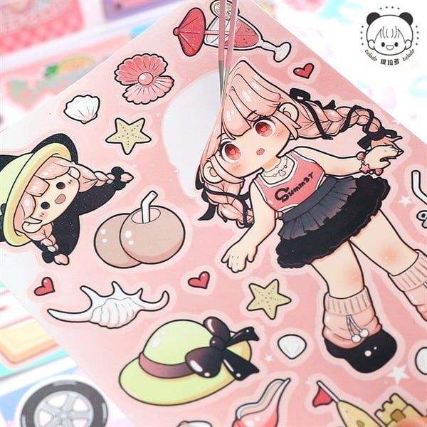  Set Sticker stylist bé gái Telado 8 trang + 8 card 