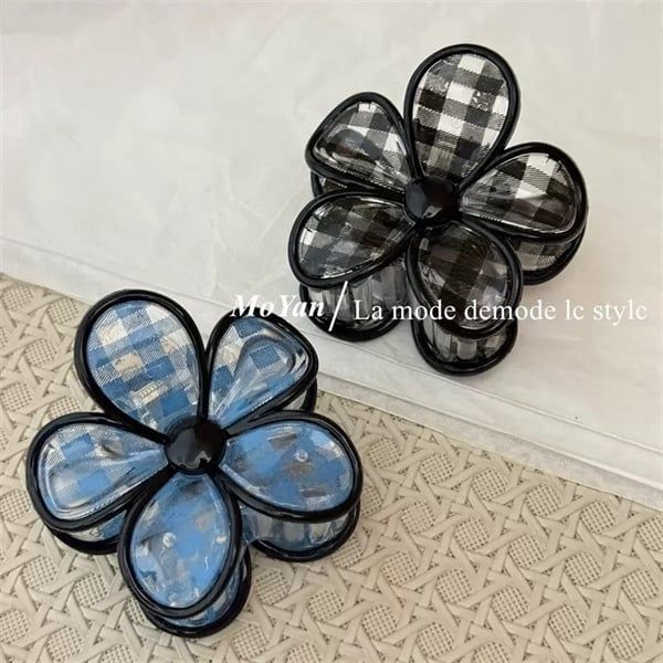  Kẹp càng cua hoa kẻ caro 