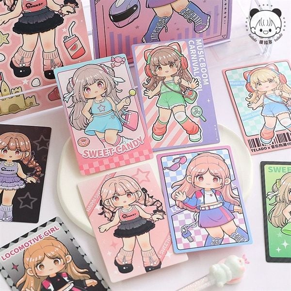  Set Sticker stylist bé gái Telado 8 trang + 8 card 