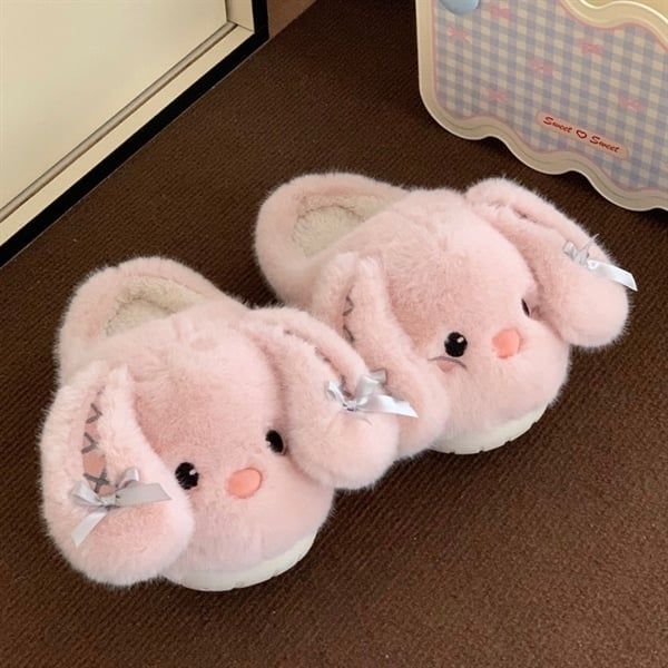  Dép lông thỏ tai dài nơ 