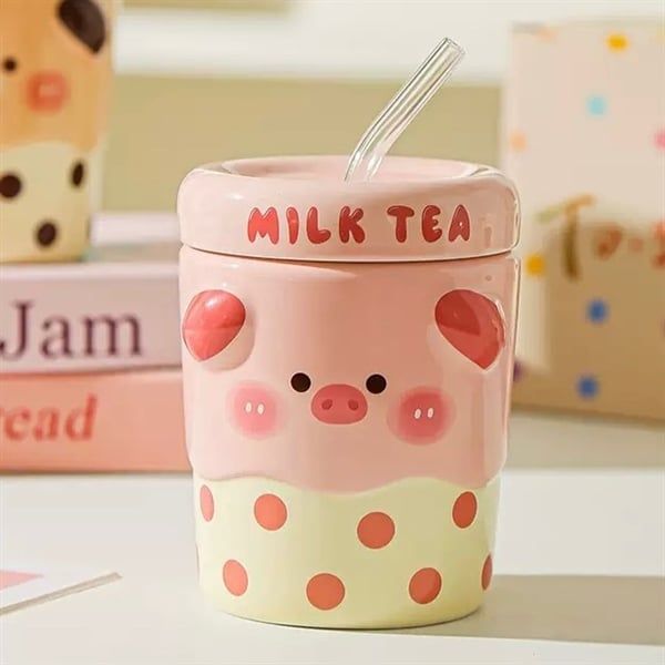  Cốc trà sữa + ống hút thuỷ tinh 400ml 