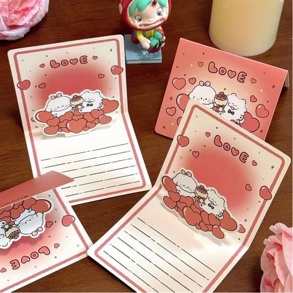  Thiệp dựng trái tim cún love đỏ 
