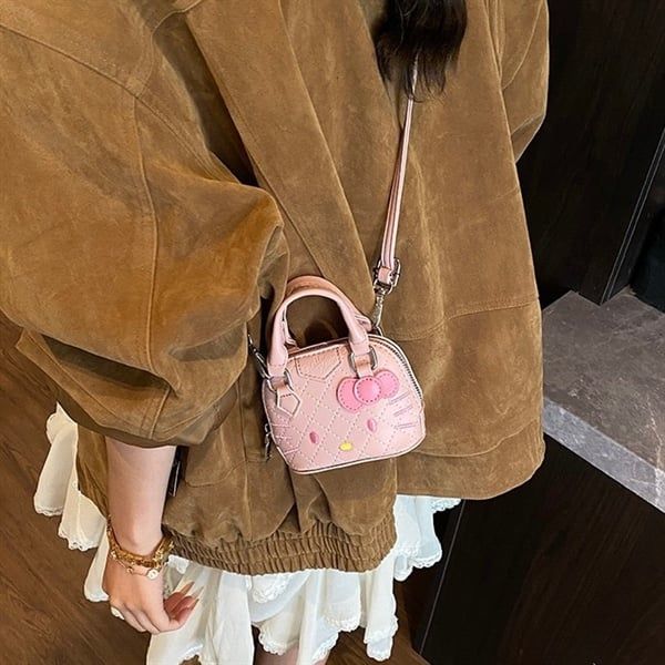  Túi da mini Hello Kitty vân trám 