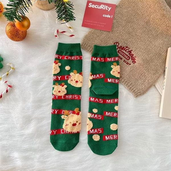  Tất Giáng Sinh mix lông nhung 