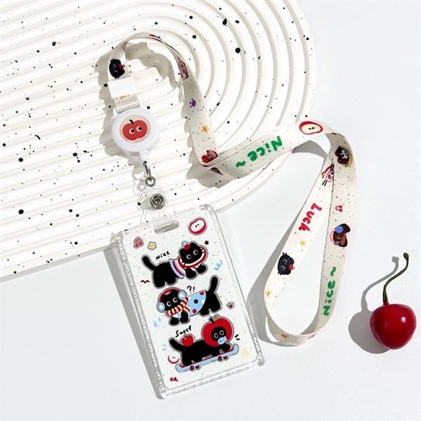  Dây đeo thẻ nhựa trong 3 mèo táo 