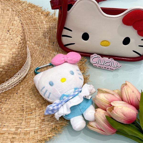  Móc khoá Hello Kitty yếm xanh biển 