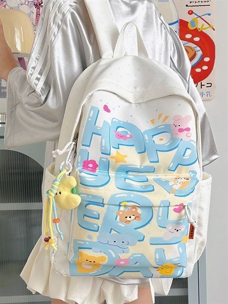  Balo HappyEveryDay móc khoá trăng 42x30x13cm 