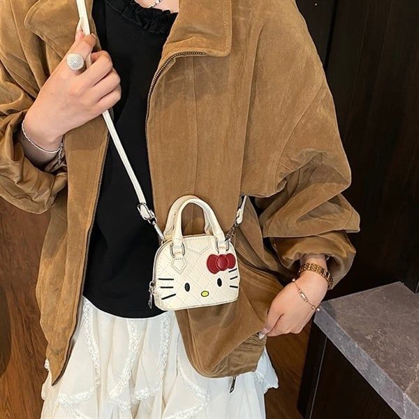  Túi da mini Hello Kitty vân trám 