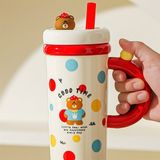  Cốc sứ dài thú cưng + ống hút 700ml 