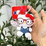  Móc khoá Hello Kitty đeo kính yếm xanh 