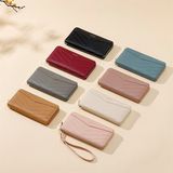  Ví da dài vân nhọn dây đeo 