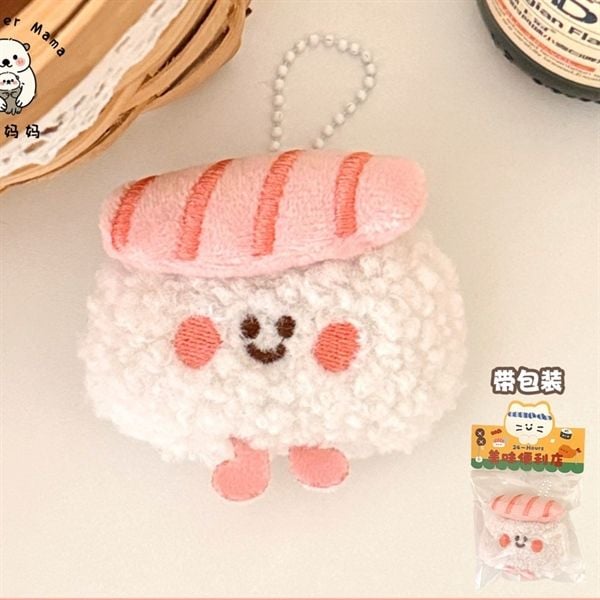  Móc khoá bông sushi xù 