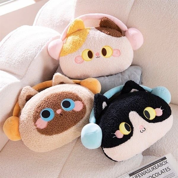  Gối kèm chăn mèo đeo bịt tai 30cm 