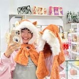  Mũ bông kiêm khăn quàng cổ cáo 