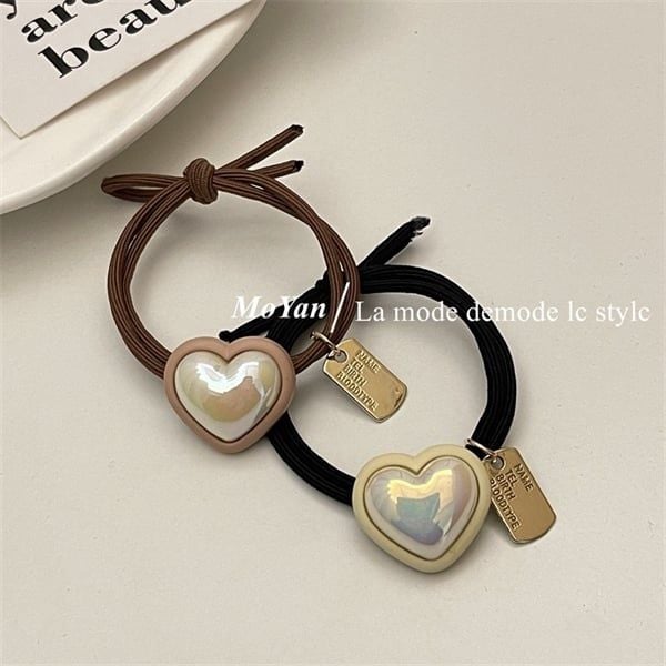 Chun buộc tóc trái tim xà cừ trắng 