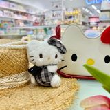  Móc khoá Hello Kitty yếm caro túi xách đen + dây ngọc 