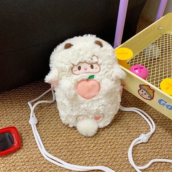  Túi cừu bông mini ôm đào 