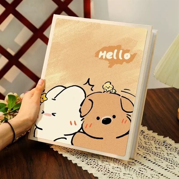  Album ảnh cún thỏ Hello nền vàng 