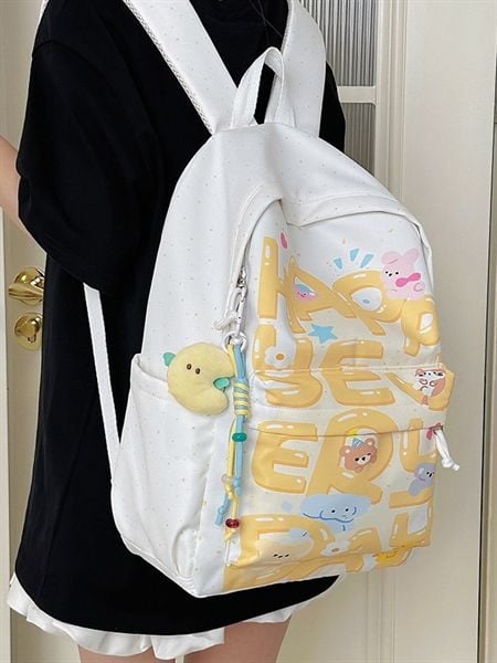  Balo HappyEveryDay móc khoá trăng 42x30x13cm 