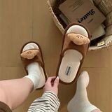  Dép bông quai ngang bánh sừng bò 