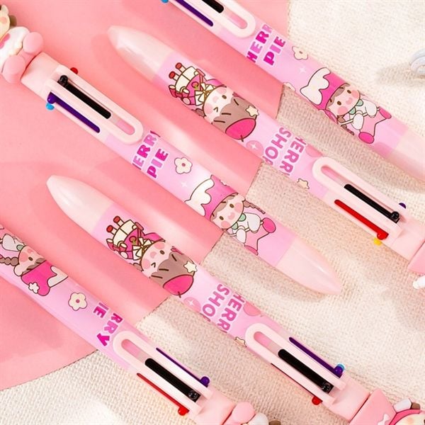  Bút 6 màu bé mũ hồng 