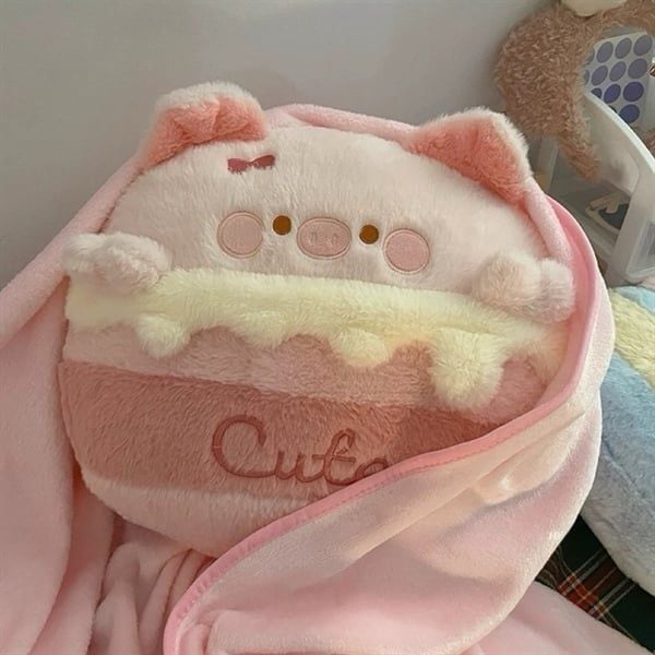  Gối kèm chăn thú kem chảy 40cm 