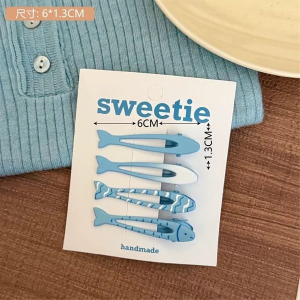  Set 4 kẹp tóc cá kim loại 