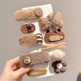  Set mix 10 kẹp gấu len nâu 