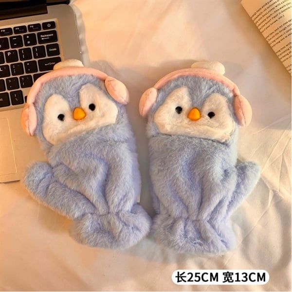  Set khăn găng tay cánh cụt tai nghe hồng 