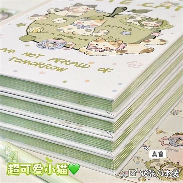  Sổ mèo táo xanh A5 bìa cứng 