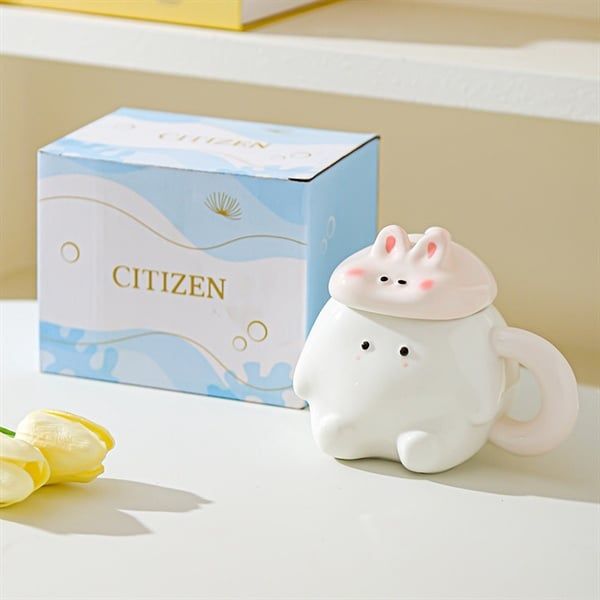  Cốc béo trắng nắp thú 380ml 