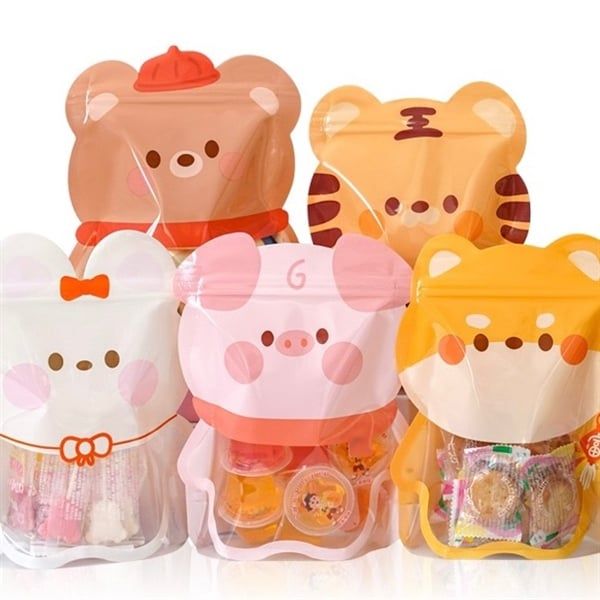  Túi quà zip thú quàng khăn 22x18cm 