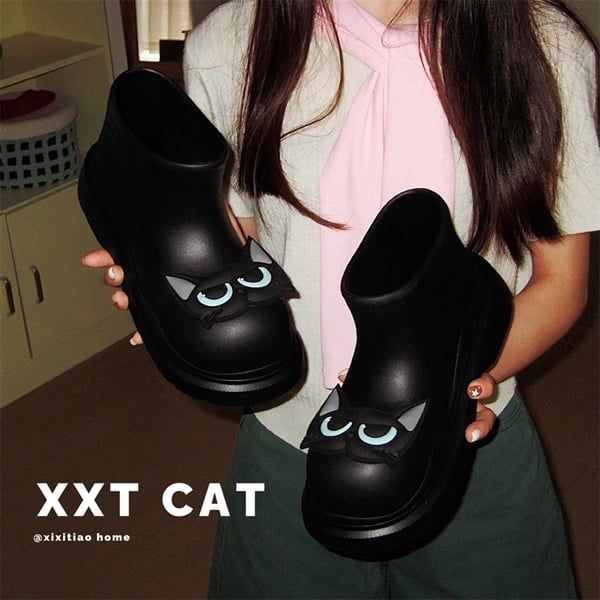  Giày đi mưa mèo mun 