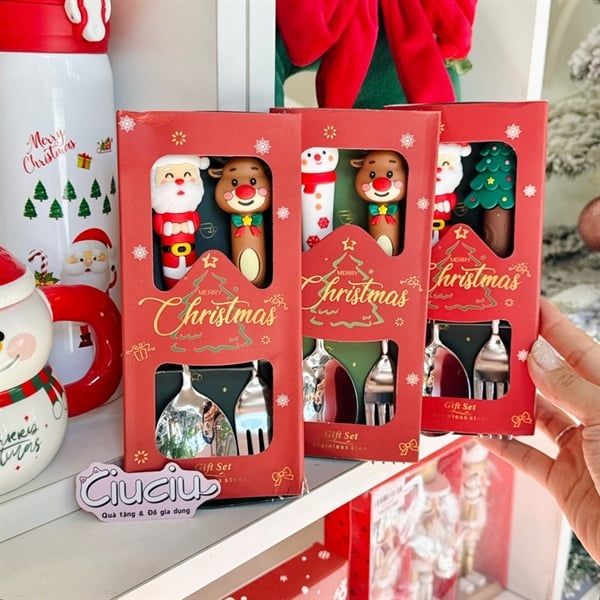  Set 2 thìa dĩa Giáng Sinh size to 