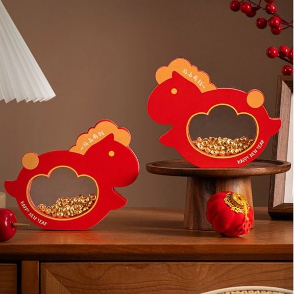  Ngựa gỗ bụng thỏi vàng decor Tết 