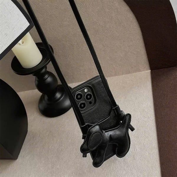  Ốp đựng thẻ cún đen dây đeo 