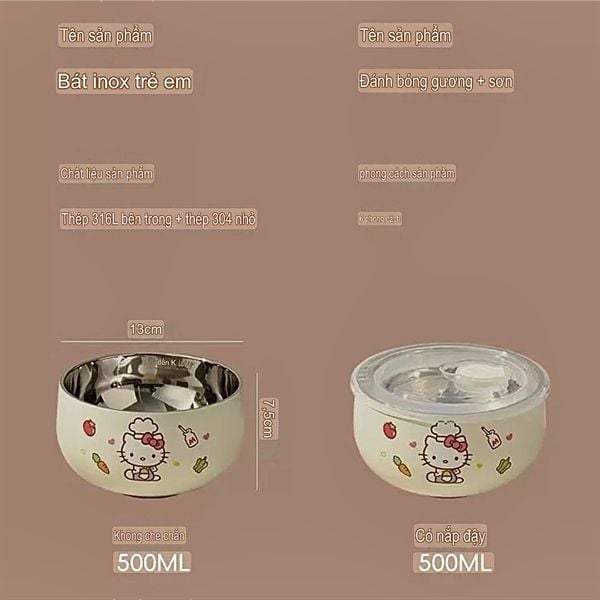  Bát giữ nhiệt Sanrio nắp hút chân không 