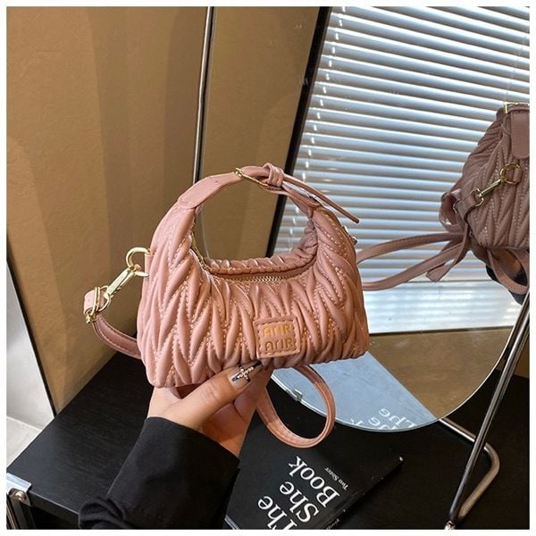  Túi da mini hồng vân thừng 