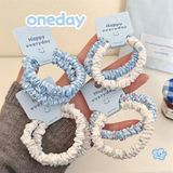  Set 2 chun buộc tóc nhún bèo tone xanh dương 