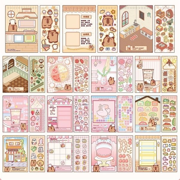  Sổ trò chơi Sticker 15 trang Capybara 