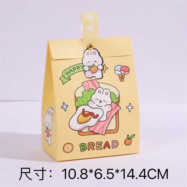  Túi giấy thú gập miệng quai nhựa 14x11cm 