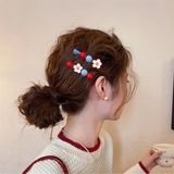  Kẹp tóc hoa chấm tròn xanh đỏ 