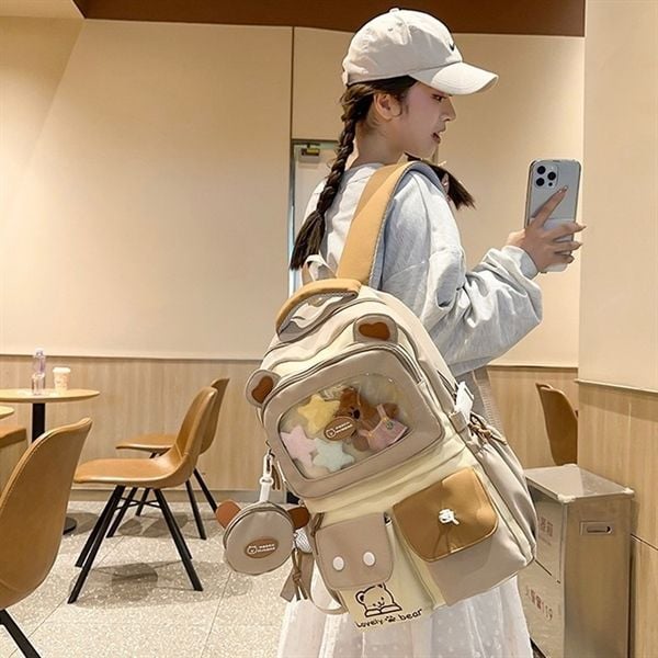  Balo charm Teddy sao 45x30x15cm 