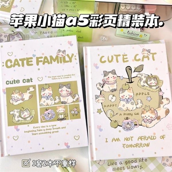  Sổ mèo táo xanh A5 bìa cứng 
