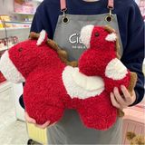  Ngựa bông đỏ lông xù 