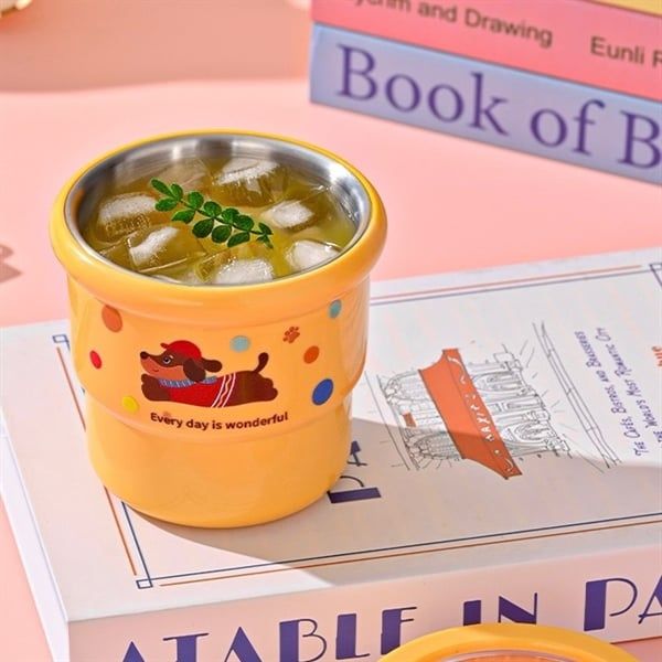  Cốc giữ nhiệt thú chấm bi 420ml 