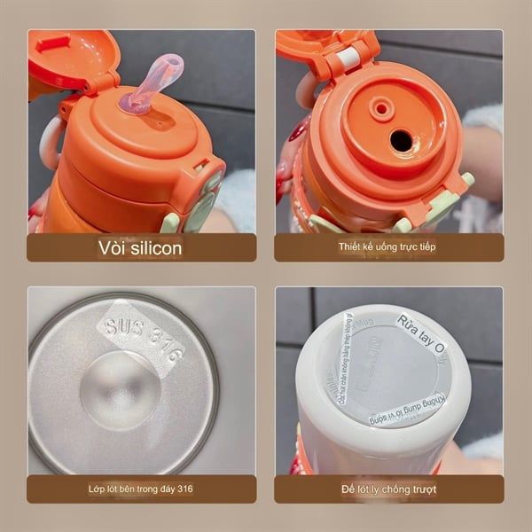  Bình giữ nhiệt Zootopia 2 kiểu uống 500ml 