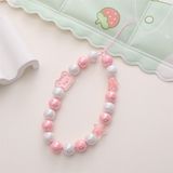  Dây charm đeo điện thoại gấu ngọc tròn trắng hồng 