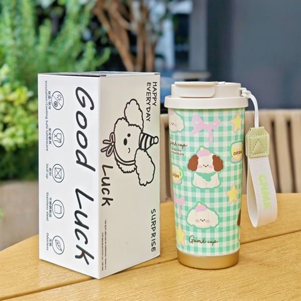  Cốc giữ nhiệt cún Good Luck 