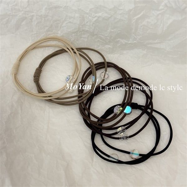  Chun buộc tóc 3 dây 2 đá trắng 